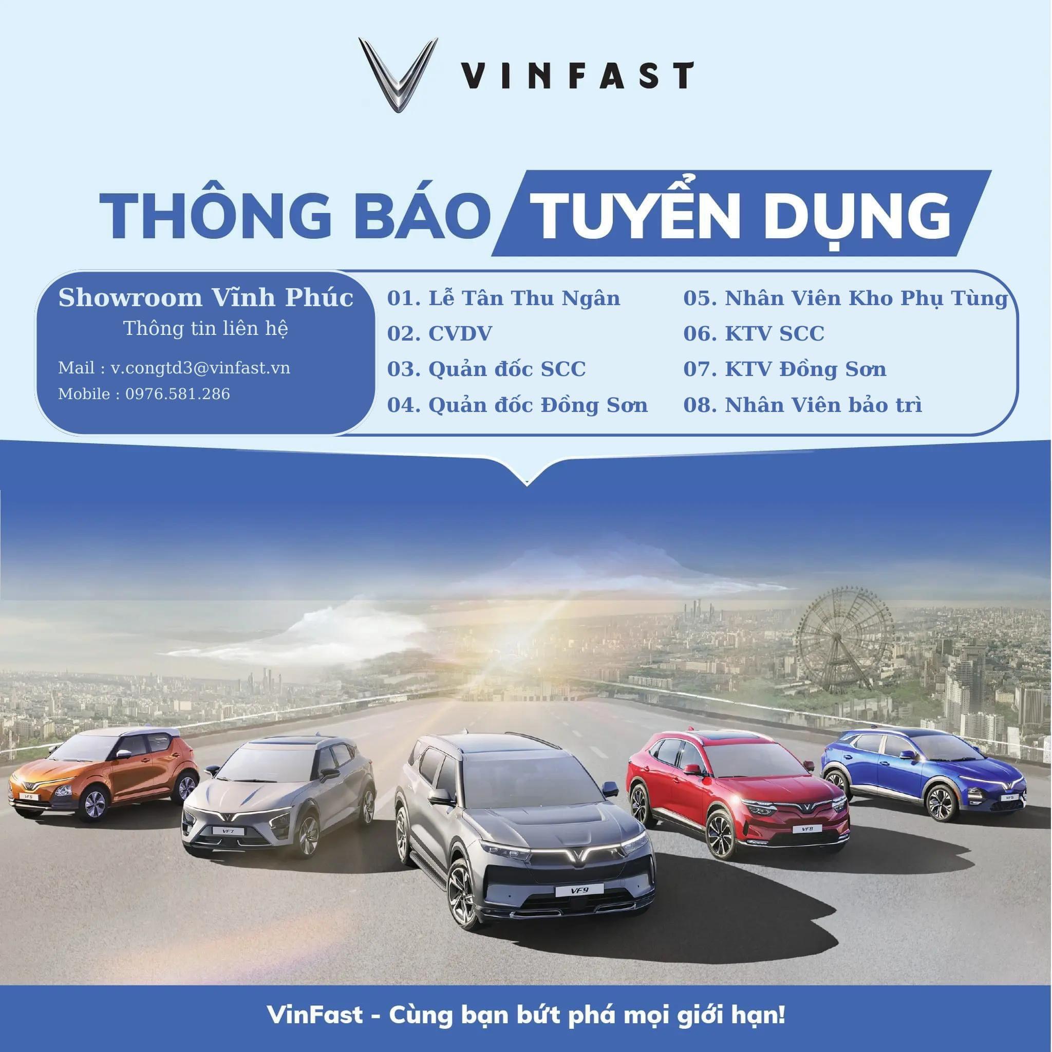 Tuyen Dung Showroom Vinfast Vinh Phuc